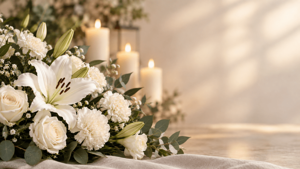 arreglo de flores blancas